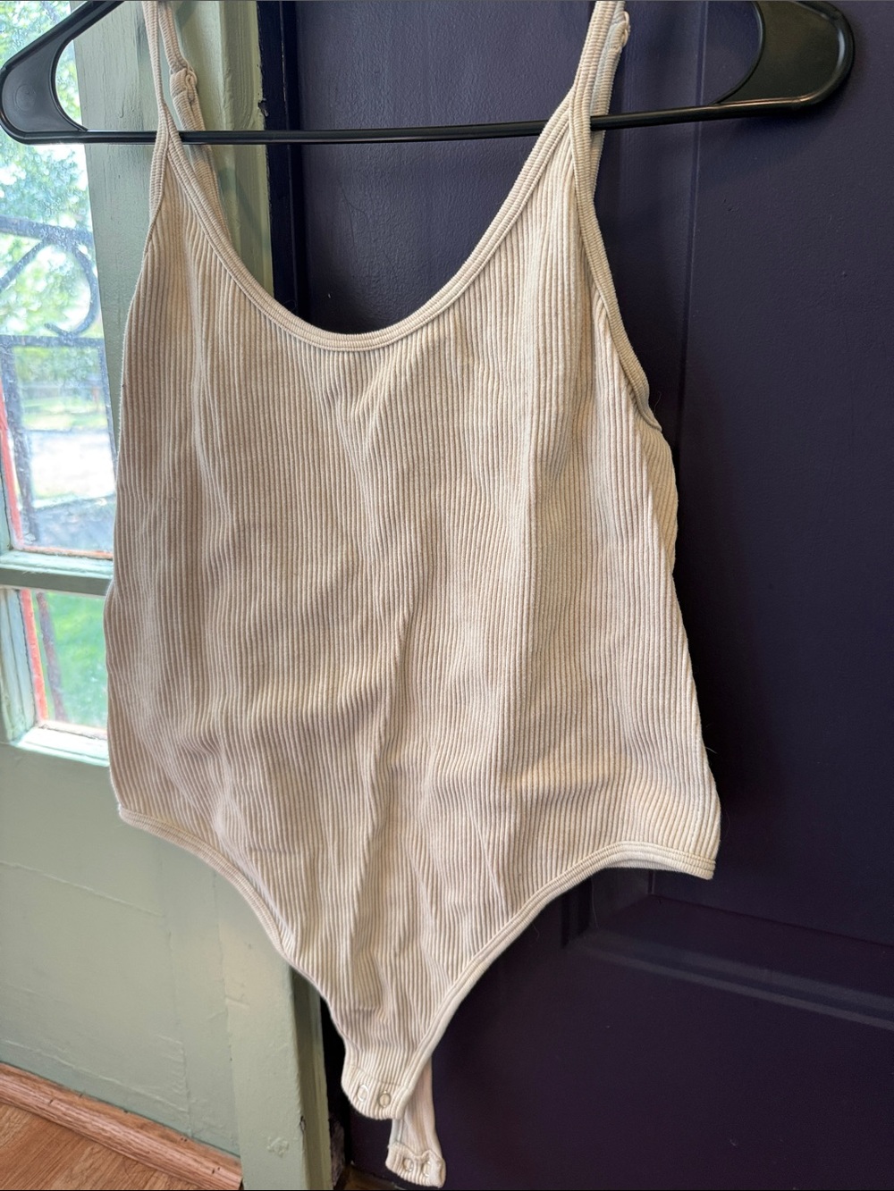 PrettyLittleThing Beige Ribbed Bodysuit with Black Label